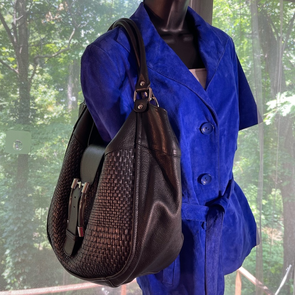 Aleanto Collezioni Made in Italy black leather cute large bag. Cute design. - Picture 4 of 15